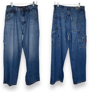 Vintage Y2K Bugle Boy Carpenter Denim Jeans Embossed Pocket Distressed Men 34/34
